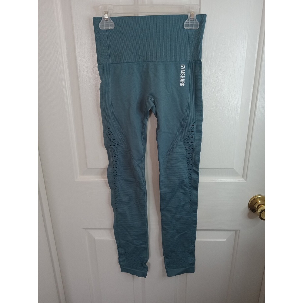 Gymshark Energy Seamless Leggings Blue‎ Size XSmall Activewear Fitness Cutouts - Picture 2 of 16